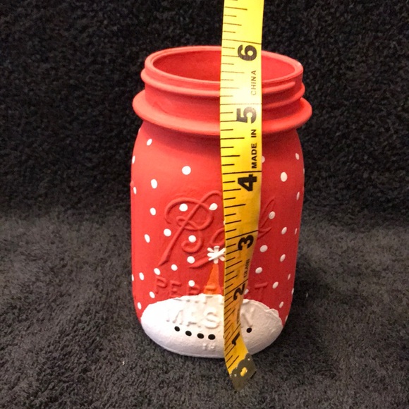 Hand Painted Pint Ball Mason Jar Snowman in Red - Picture 7 of 8